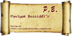 Pavlyak Bozsidár névjegykártya